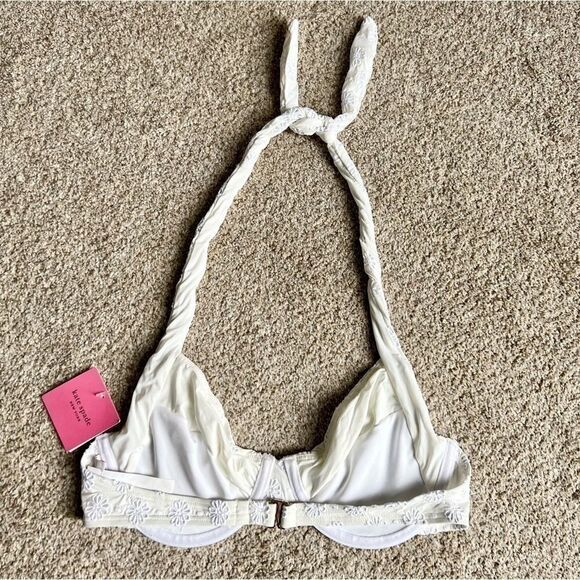 NEW Kate Spade white eyelet embroidered wired halter bikini top size large - Picture 6 of 6
